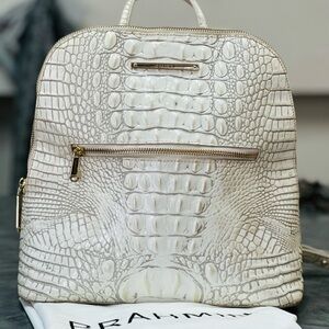Brahmin Ivory Croc-Embossed Backpack